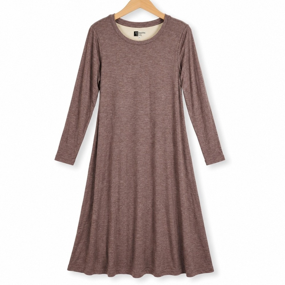 Modern Soul x Anybody Jersey Midi Lounge Dress XS Taupe Support System A703617